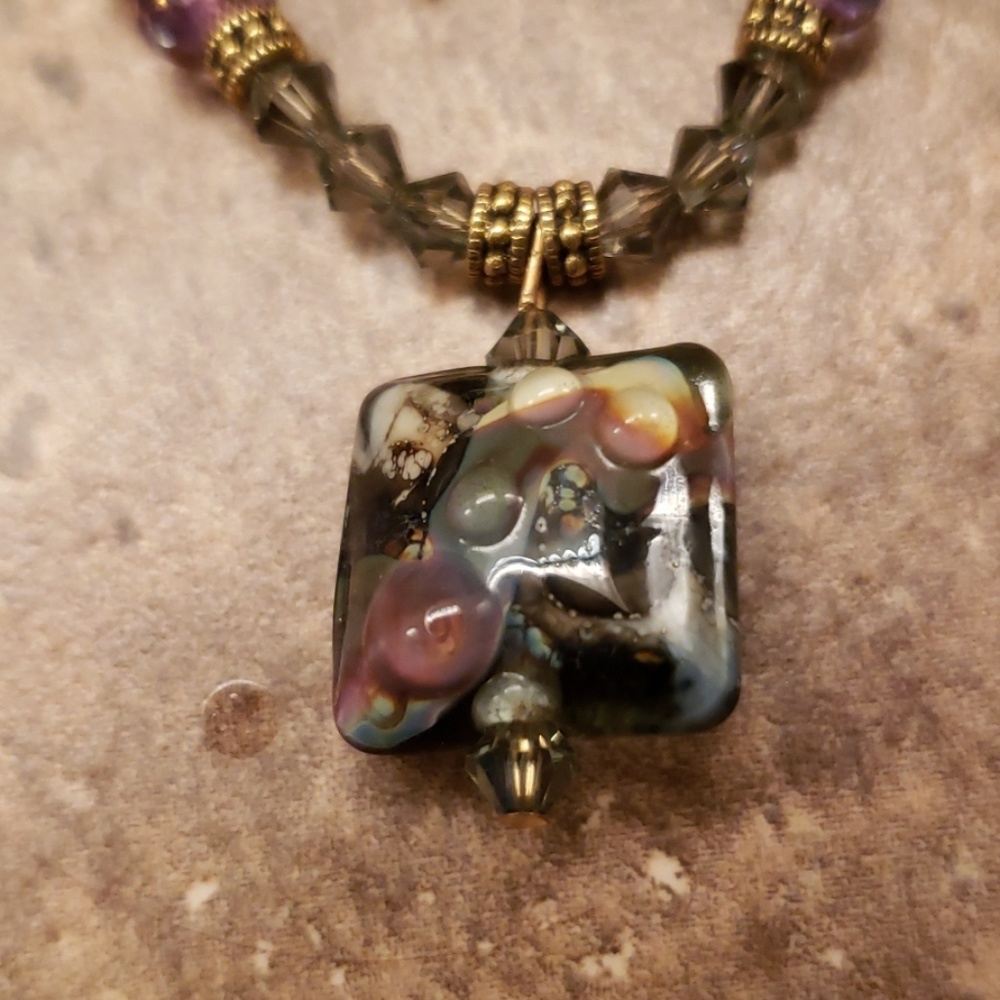 Purple lampwork necklace set - Picture 2 of 8